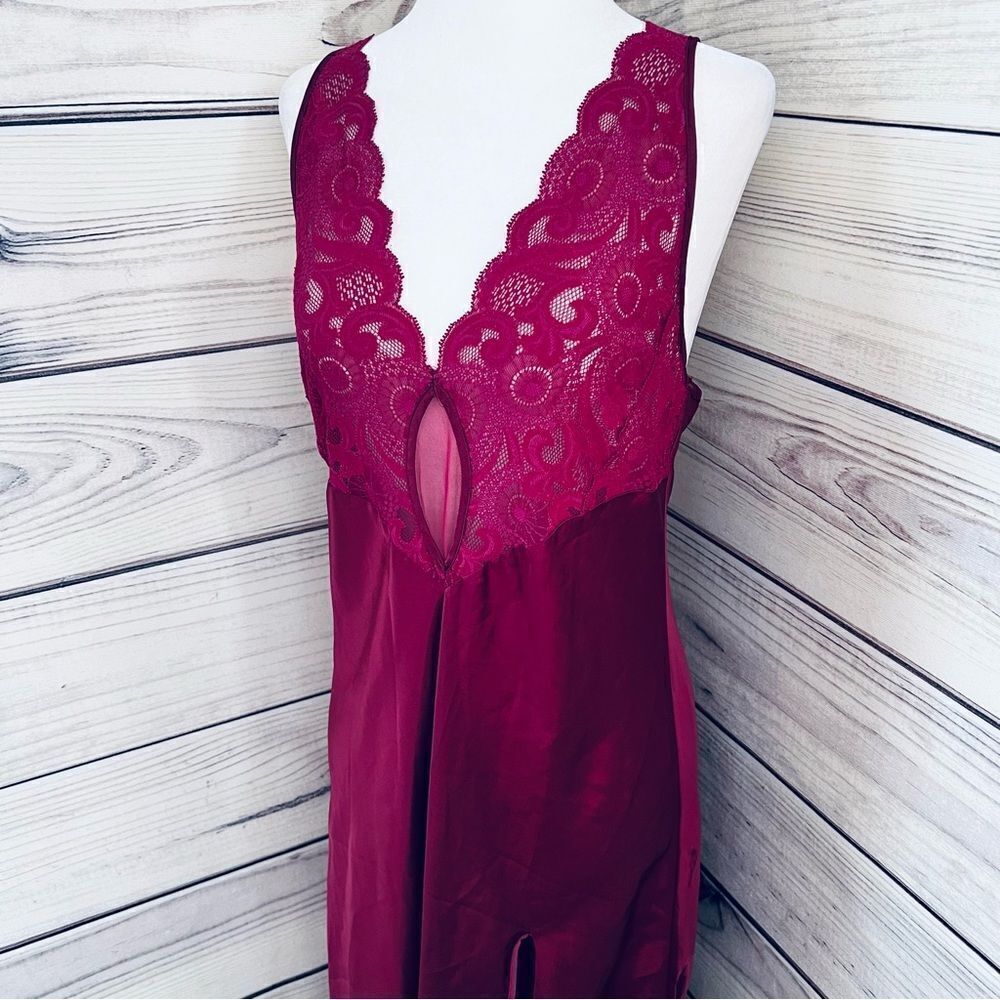 Victorias Secret Vintage Gold Label Purple Lace & Satin Long Lingerie Slip Dress